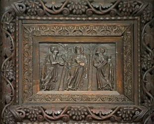 Tafel von der Tür aus dem 5. Jahrhundert: Christus mit zwei Jüngern